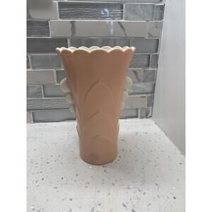 Peach Vitrock Flower Vase Depression Glass Hazel Atlas Vintage Pressed
